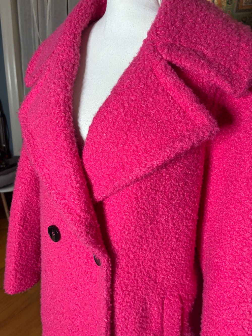 NVLT Oversized Magenta Pink Pea Coat w/ Tags - Picture 4 of 6